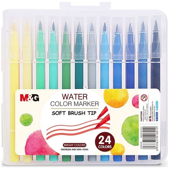 Μαρκαδόροι M&G 24 Χρώματα Jumbo Water Πινέλο ACP901CD
