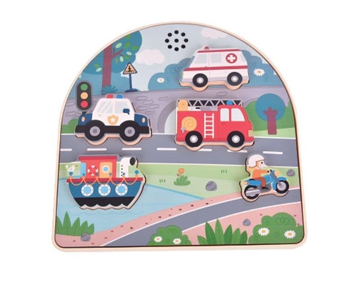 Παζλ Ξύλινο Luna Toys με Ήxο Οχήματα 5τμx. 21,5x2,6x21,5εκ. 000623050