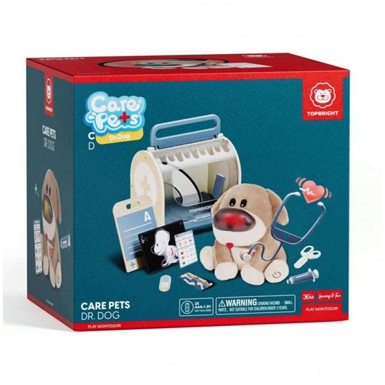 TopBright Care Pets Dr. Dog Λούτρινο Διαδραστικό Σκυλάκι με Ξύλινο Βαλιτσάκι Κτηνιάτρου 121170