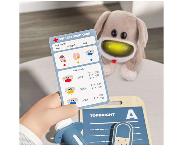 TopBright Care Pets Dr. Dog Λούτρινο Διαδραστικό Σκυλάκι με Ξύλινο Βαλιτσάκι Κτηνιάτρου 121170