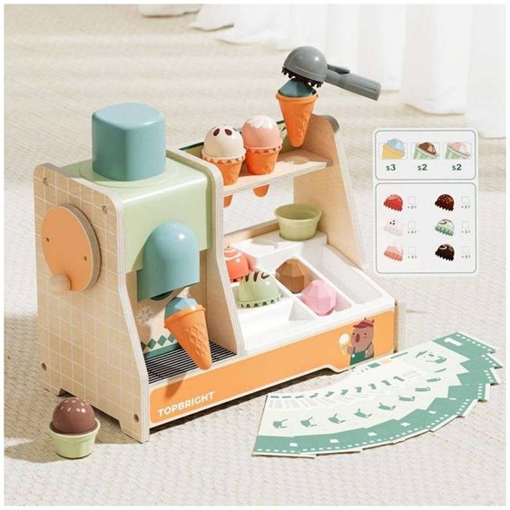 TopBright Gourmet Pretend Play Ξύλινο Παιχνίδι Μπουτίκ Παγωτού (121203)