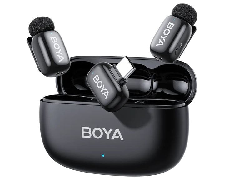 BOYA mini 2 Type-C - 2,4GHz 2mic Wireless AI-ANC Mic w. Charging Box Mono/stereo/safety-track