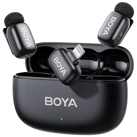 BOYA mini 2 iPhone Lightning - 2,4GHz 2mic Wireless AI-ANC Mic w. Charging Box Mono/stereo/safety-tr
