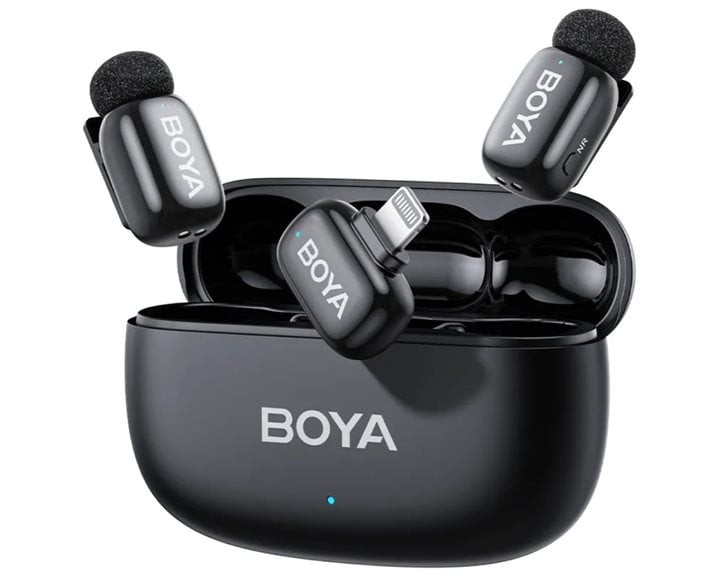 BOYA mini 2 iPhone Lightning - 2,4GHz 2mic Wireless AI-ANC Mic w. Charging Box Mono/stereo/safety-tr