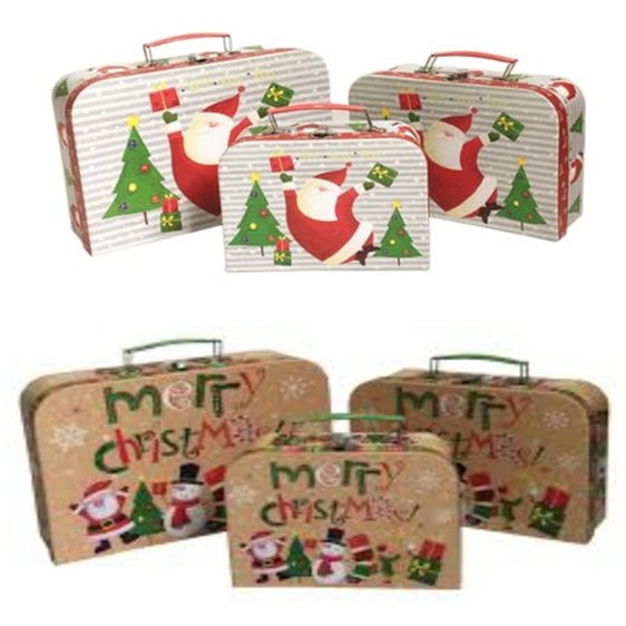 Κουτί Δώρου Βαλιτσάκι Christmas Χάρτινο Μικρό 07822