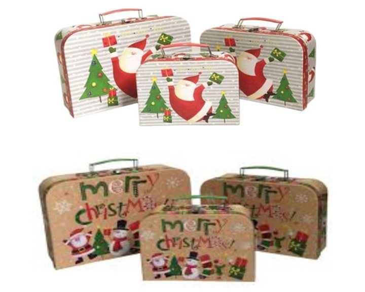 Κουτί Δώρου Βαλιτσάκι Christmas Χάρτινο Μικρό 07822