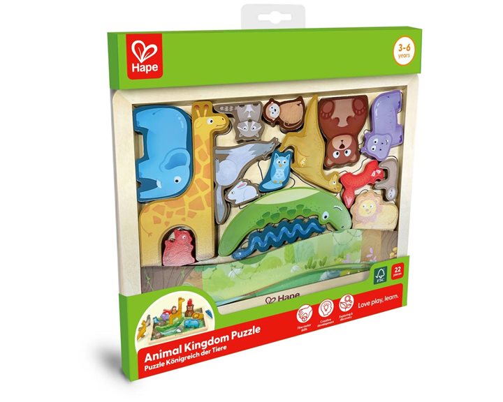 Hape Happy Puzzles Ξύλινο Παζλ Ζωάκια Animal Kingdom Puzzle (E1656)