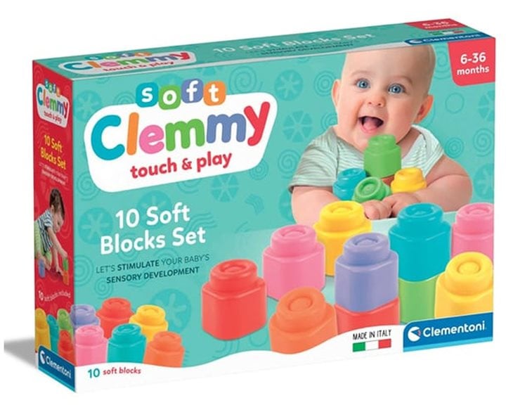 Clementoni Soft Clemmy Touch And Play Μαλακά Premium Τουβλάκια 10 Τμχ Για 6-36 Μηνών 1033-17988