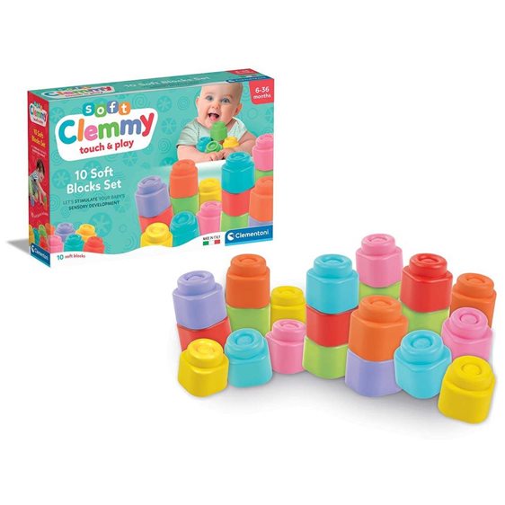Clementoni Soft Clemmy Touch And Play Μαλακά Premium Τουβλάκια 10 Τμχ Για 6-36 Μηνών 1033-17988