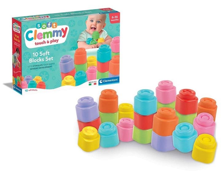 Clementoni Soft Clemmy Touch And Play Μαλακά Premium Τουβλάκια 10 Τμχ Για 6-36 Μηνών 1033-17988