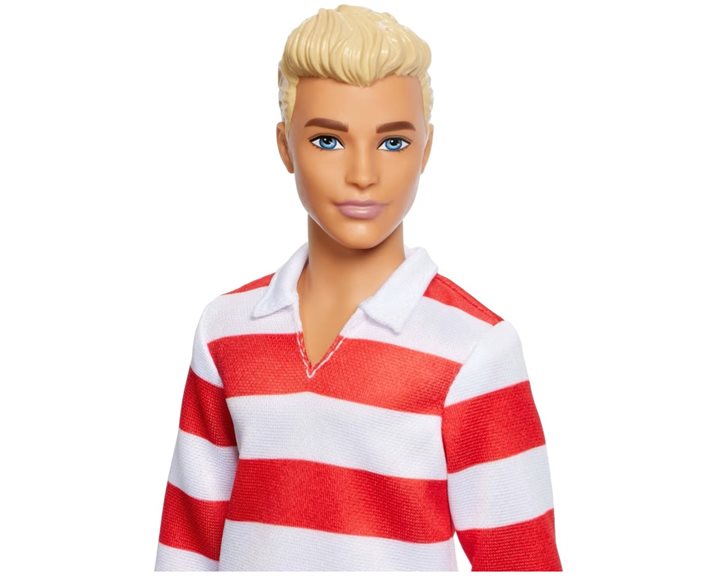 Mattel Barbie Fashionistas Ken Doll 241 In Red Striped Top And Pink Shorts With White Sneakers, Blonde DWK44 / HYV01