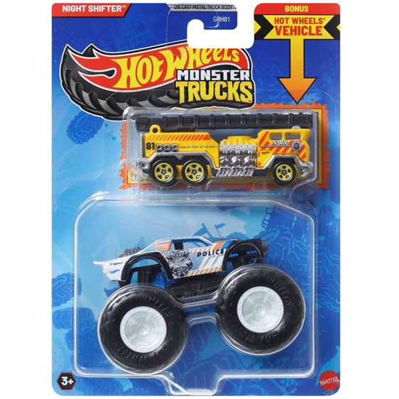 Mattel Hot Wheels Όχημα Monster Trucks Με Αυτοκινητάκι Monster Trucks Night Sh Όχημα Παιχνίδι GRH81 / JCG38