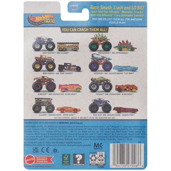 Mattel Hot Wheels Όχημα Monster Trucks Με Αυτοκινητάκι Monster Trucks Night Sh Όχημα Παιχνίδι GRH81 / JCG38