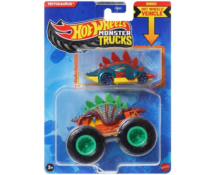 Mattel Hot Wheels Όχημα Monster Trucks Με Αυτοκινητάκι Monster Trucks Motosaur Όχημα Παιχνίδι GRH81 / JCG40