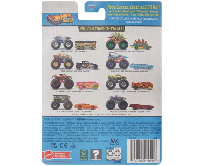 Mattel Hot Wheels Όχημα Monster Trucks Με Αυτοκινητάκι Monster Trucks Motosaur Όχημα Παιχνίδι GRH81 / JCG40