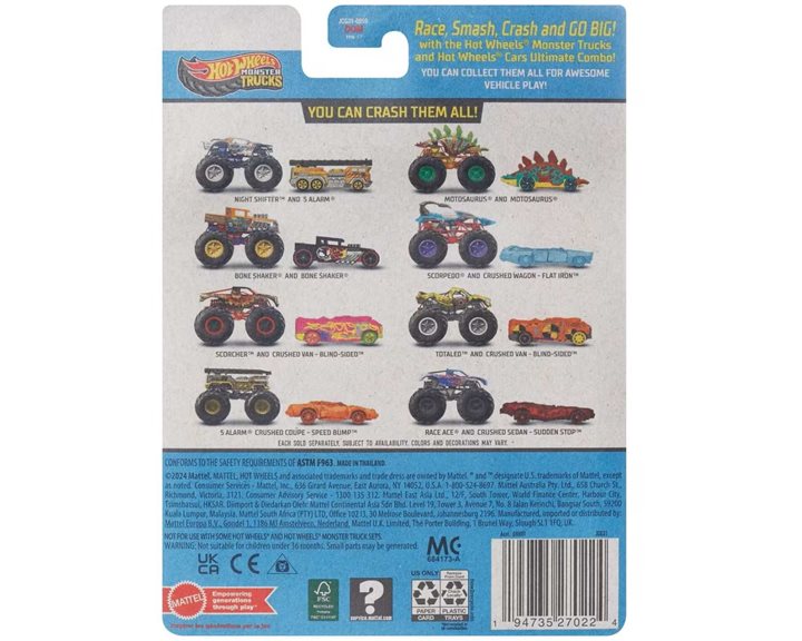 Mattel Hot Wheels Όχημα Monster Trucks Με Αυτ/Κι Scorcher Monster Trucks Όχημα Παιχνίδι GRH81 / JCG31