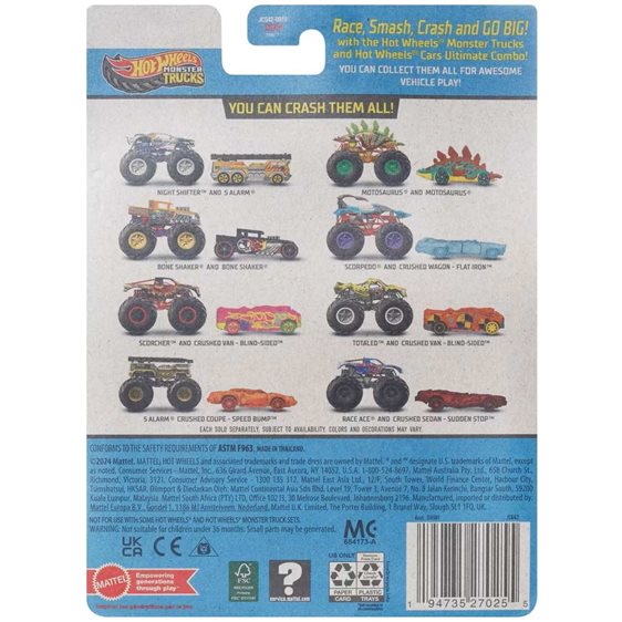 Mattel Hot Wheels Όχημα Monster Trucks Με Αυτοκινητάκι Monster Trucks Race Ace Όχημα Παιχνίδι GRH81 / JCG42