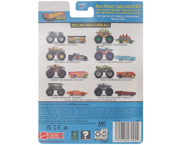 Mattel Hot Wheels Όχημα Monster Trucks Με Αυτοκινητάκι Monster Trucks Race Ace Όχημα Παιχνίδι GRH81 / JCG42