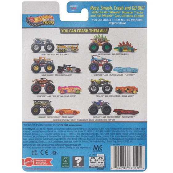 Mattel Hot Wheels Όχημα Monster Trucks Με Αυτοκινητάκι Monster Trucks Hw 5 Ala Όχημα Παιχνίδι GRH81 / JCG37