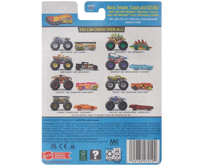 Mattel Hot Wheels Όχημα Monster Trucks Με Αυτοκινητάκι Monster Trucks Hw 5 Ala Όχημα Παιχνίδι GRH81 / JCG37