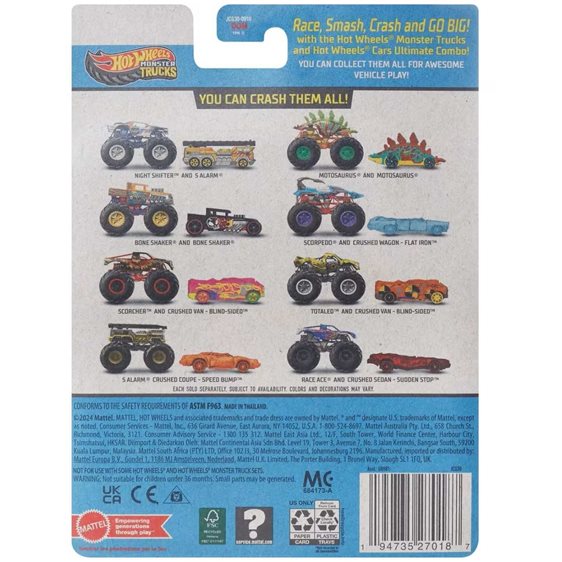 Mattel Hot Wheels Όχημα Monster Trucks Με Αυτοκινητάκι Monster Trucks Scorpedo Monster Trucks Όχημα Παιχνίδι GRH81 / JCG30