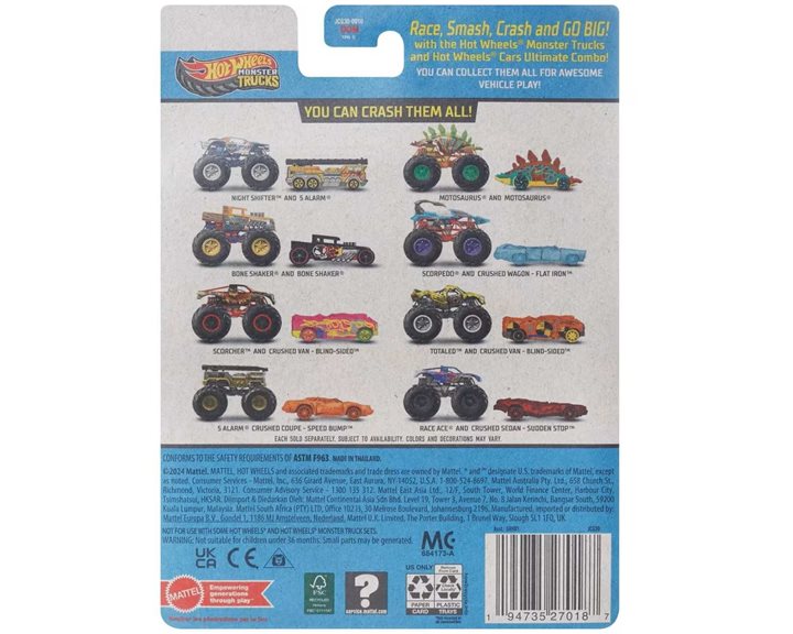 Mattel Hot Wheels Όχημα Monster Trucks Με Αυτοκινητάκι Monster Trucks Scorpedo Monster Trucks Όχημα Παιχνίδι GRH81 / JCG30