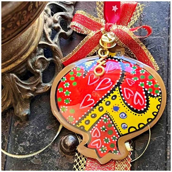 Synchronia Γούρι Μεταλλικό Ρόδι Boho Καρδιές LU25013B