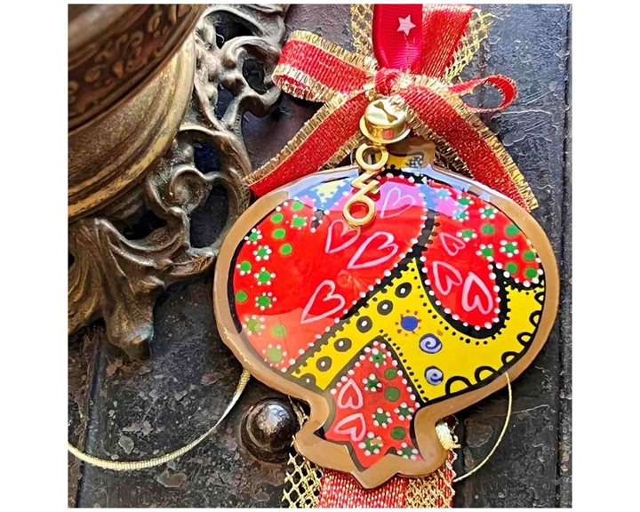 Synchronia Γούρι Μεταλλικό Ρόδι Boho Καρδιές LU25013B