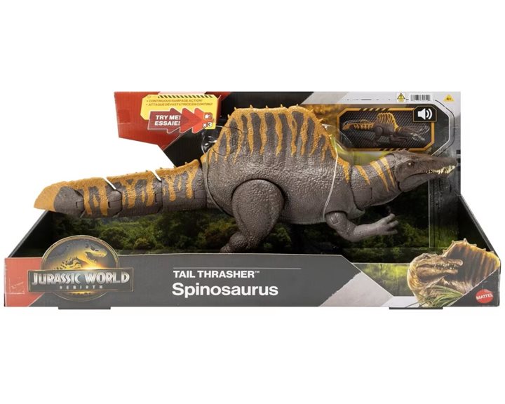 Mattel Jurassic World Rebirth Tail Thrasher Spinosaurus Δεινόσαυρος Με Διπλή Λειτουργία Επίθεσης Και Ήχους Φιγούρα Παιχνιδιού JGB56