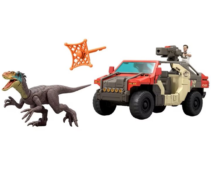 Mattel Jurassic World - Δεινοσαυρος Με Οχημα Και Φιγουρα JGB59