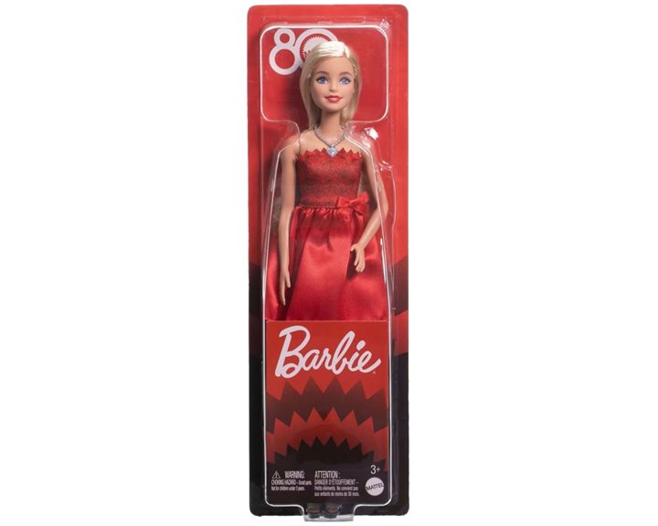 Mattel Barbie Κόκκινο Φόρεμα - Mattel 80 Χρονια Κούκλα JGD25