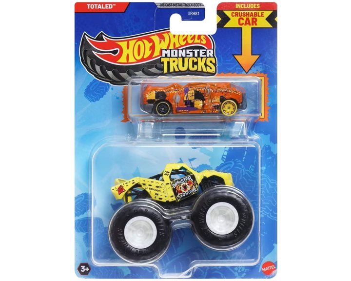 Mattel Hot Wheels Όχημα Monster Trucks Με Αυτοκινητάκι Monster Trucks Totaled Όχημα Παιχνίδι GRH81 / JCG32