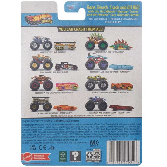 Mattel Hot Wheels Όχημα Monster Trucks Με Αυτοκινητάκι Monster Trucks Totaled Όχημα Παιχνίδι GRH81 / JCG32