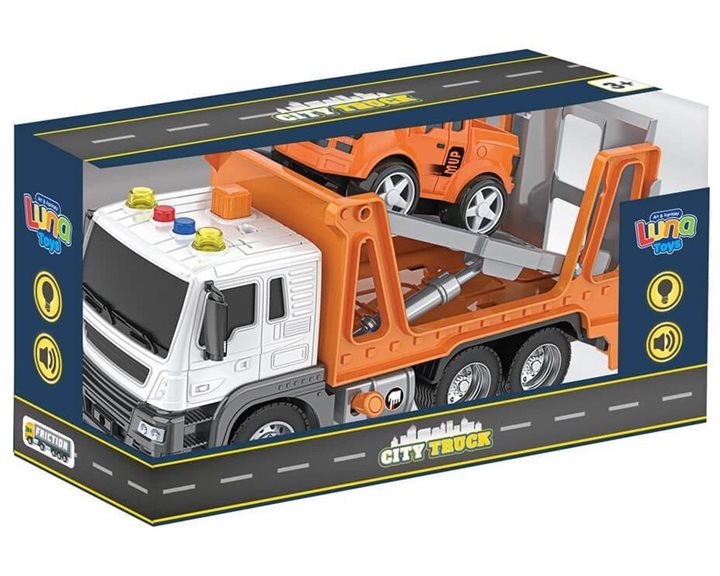 Φορτηγό Μεταφορέας Οxημάτων Luna Toys Friction 1:16 με ήxο και φως 000623102