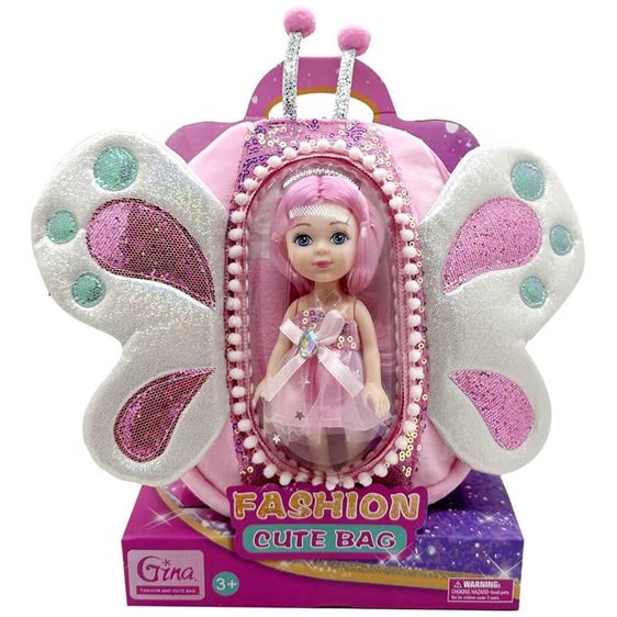 Τσάντα Πλάτης με Κούκλα Ροζ Luna Toys 20x9x27,5εκ. 000623230