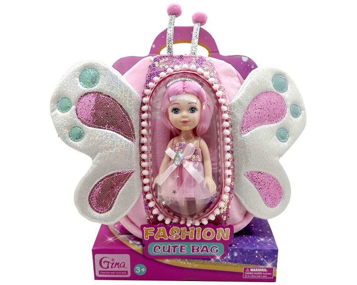 Τσάντα Πλάτης με Κούκλα Ροζ Luna Toys 20x9x27,5εκ. 000623230