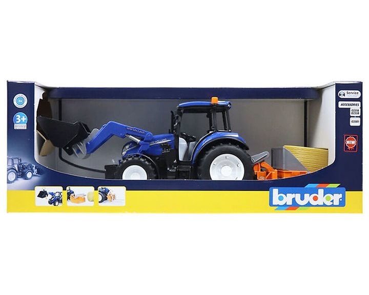 Bruder Τρακτέρ New Holland T5.120 με Φορτωτή Πλατφόρμα και Αχυρόμπαλα 1:16