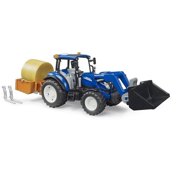 Bruder Τρακτέρ New Holland T5.120 με Φορτωτή Πλατφόρμα και Αχυρόμπαλα 1:16
