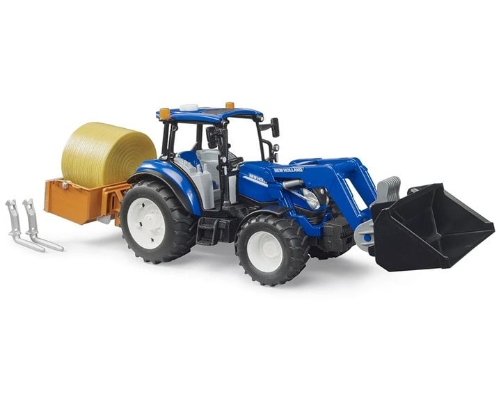 Bruder Τρακτέρ New Holland T5.120 με Φορτωτή Πλατφόρμα και Αχυρόμπαλα 1:16