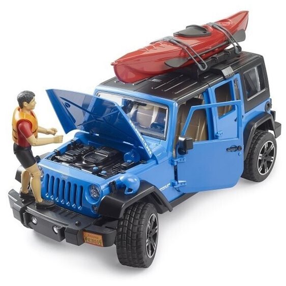 Bruder Αυτοκίνητο Jeep Rubicon με Καγιάκ και Οδηγό 1:16