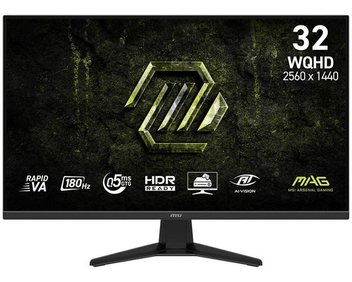 MSI MONITOR GAMING MAG 325QF E18V, FLAT RAPID VA WQHD, 32", 16:9, 300CD/M2, 3500:1, 0.5MS, 180Hz, 2560x1440, 2xHDMI/ 1xDP/ HP OUT, TILT, BLACK, 3YW.