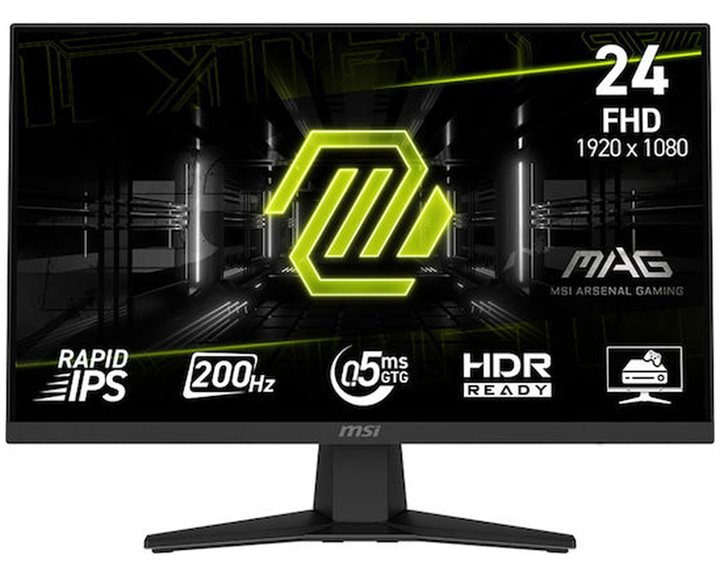 MSI MONITOR GAMING MAG 244F, FLAT IPS FHD, 24", 16:9, 300CD/M2, 100.000.000:1, 0.5MS, 200Hz, 1920x1080, HDMI/ DP/ HP OUT, TILT, BLACK, 3YW.