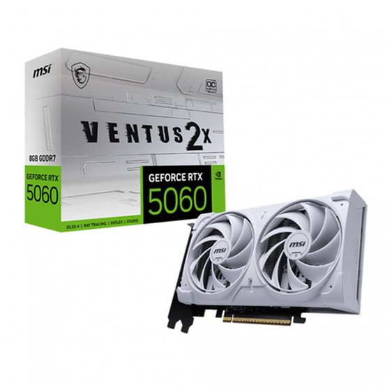 MSI VGA PCI-E NVIDIA GF RTX 5060 8G VENTUS 2X OC WHITE, 8GB/128BIT, GDDR7, HDMI/3xDP, DUAL FAN, 2 SLOT FANSINK, 3YW.