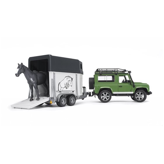 Bruder Τζιπ Land Rover με Τρέιλερ Αλόγου και Άλογο 1:16