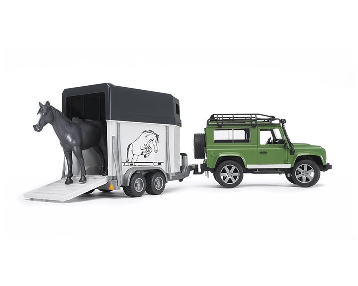 Bruder Τζιπ Land Rover με Τρέιλερ Αλόγου και Άλογο 1:16