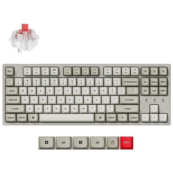 Keychron C1 Pro (C1PX-M1) QMK/VIA Mechanical Red Switch - 8K Polling Rate Hot Swap.80% US Retro RGB