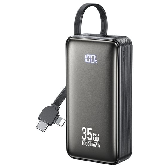 Power Bank 10000mAh PD 35W WK WP-61 2 Θέσεων, με καλώδιο USB-C/Lightning Μαύρο