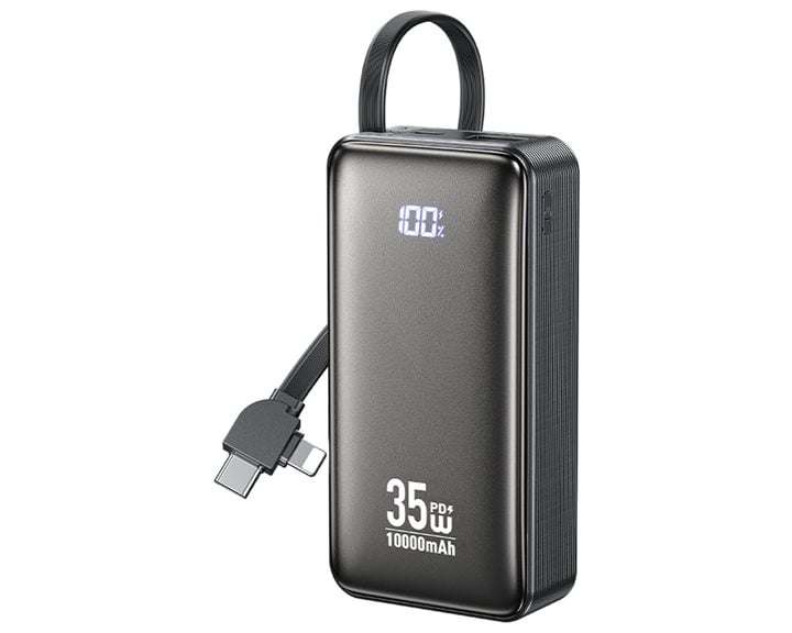 Power Bank 10000mAh PD 35W WK WP-61 2 Θέσεων, με καλώδιο USB-C/Lightning Μαύρο