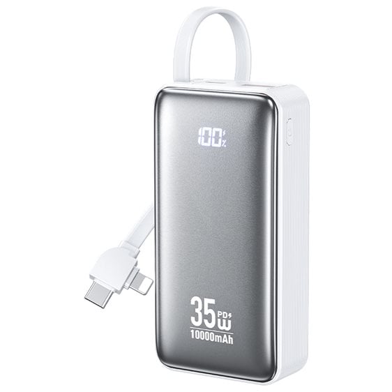 Power Bank 10000mAh PD 35W WK WP-61 2 Θέσεων, με καλώδιο USB-C/Lightning Λευκό