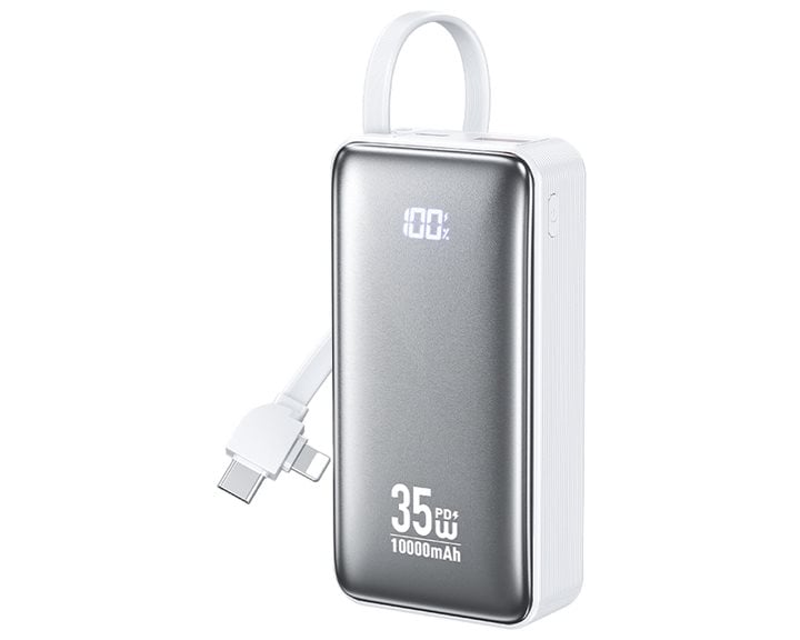 Power Bank 10000mAh PD 35W WK WP-61 2 Θέσεων, με καλώδιο USB-C/Lightning Λευκό
